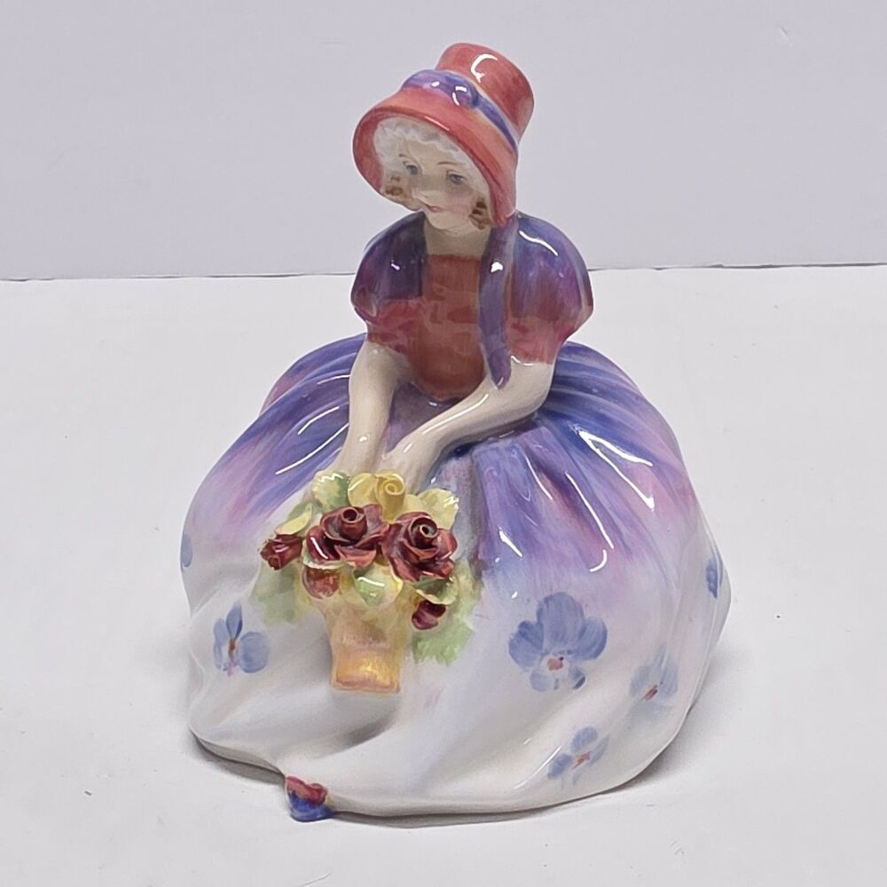 Royal Doulton "Monica" HN 1467 Porcelain Figurine 4-1/4" Vintage Lady W Flowers